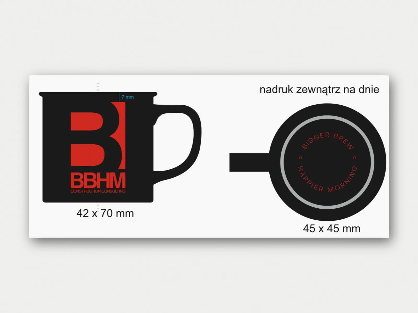 Mug: decal design, side and base