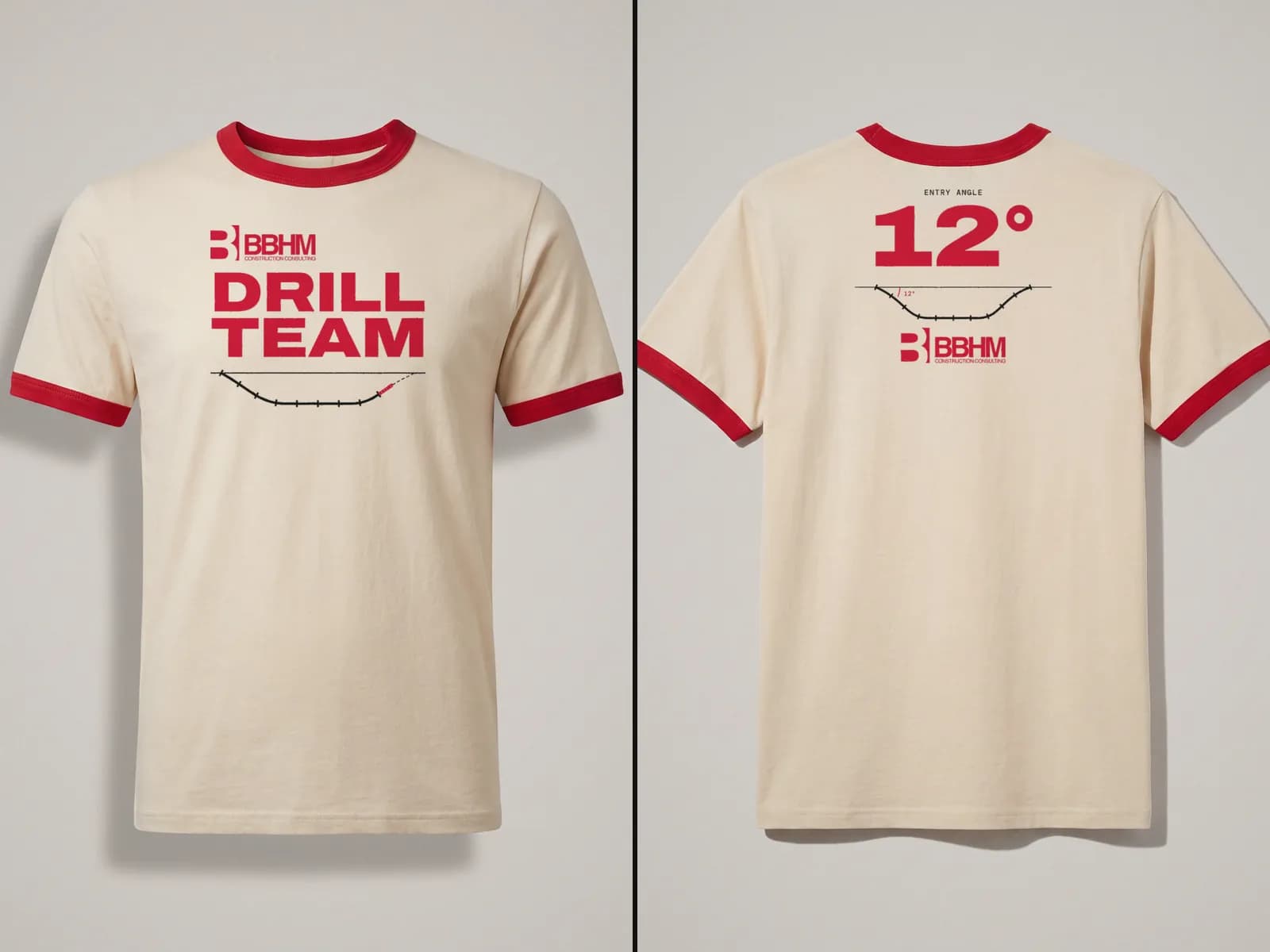 Drill Team: ringer tee, front and back