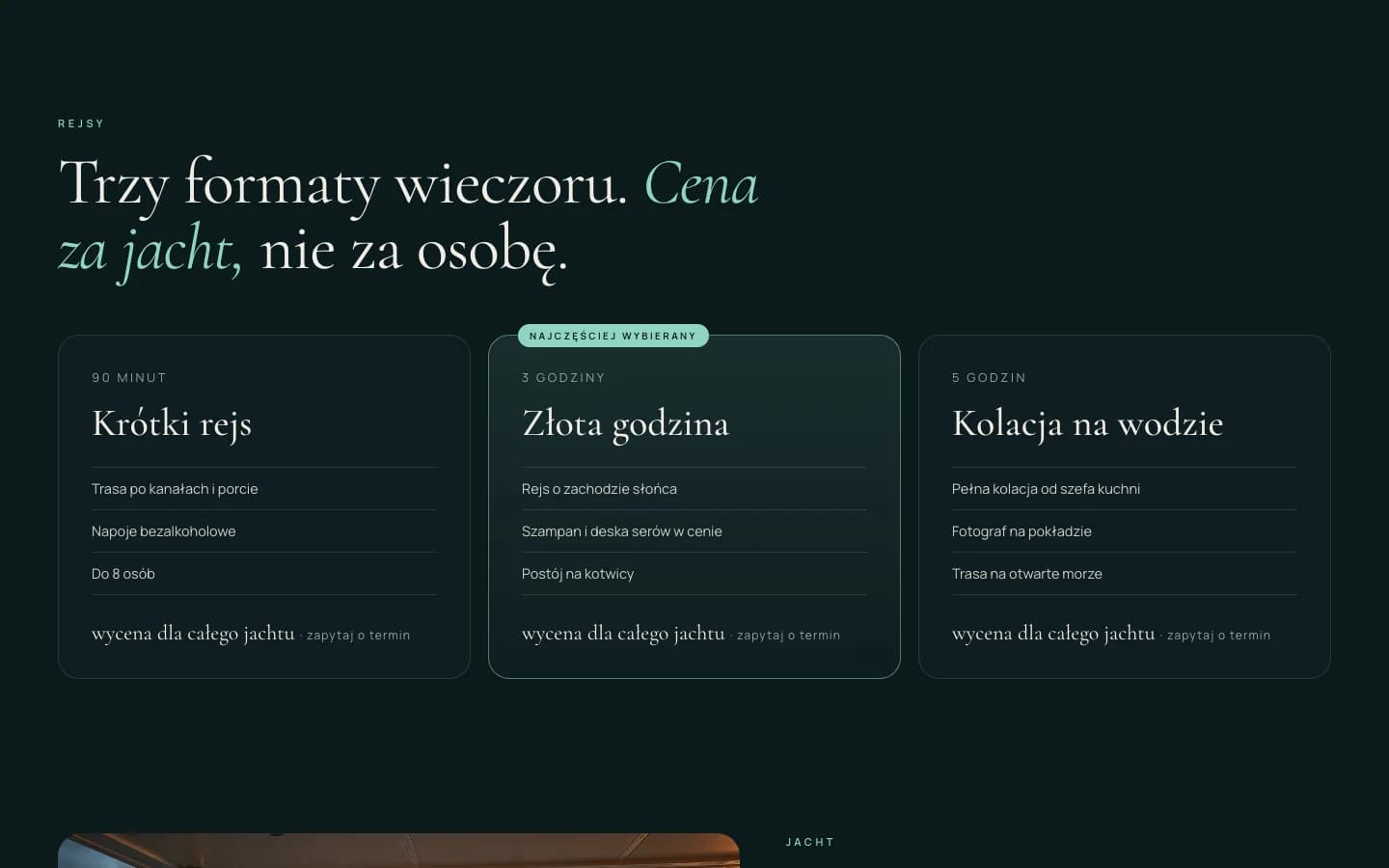 Kelpwind (marka fikcyjna) — trzy formaty rejsu