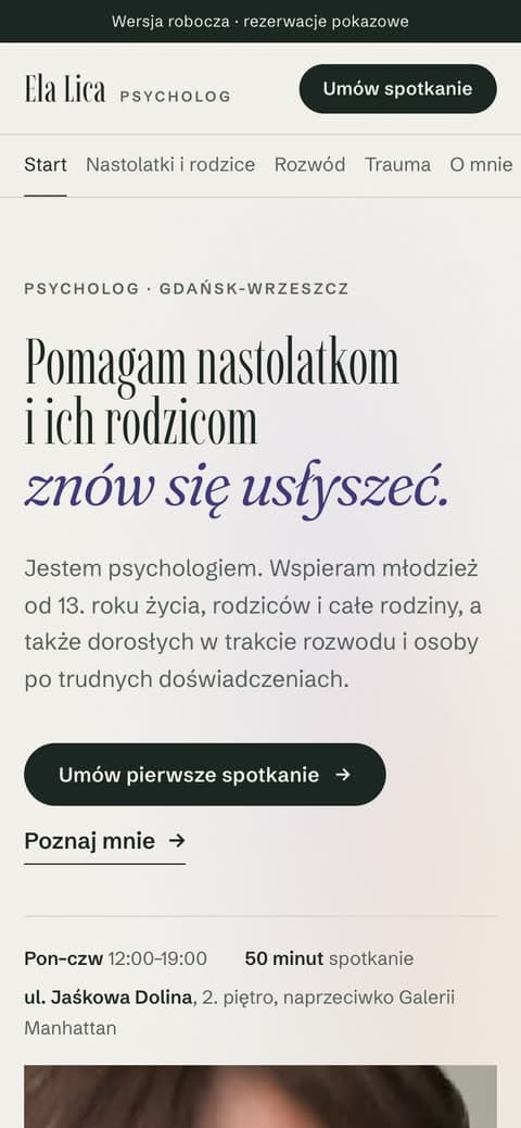 elalica.pl — wersja 2, widok mobilny