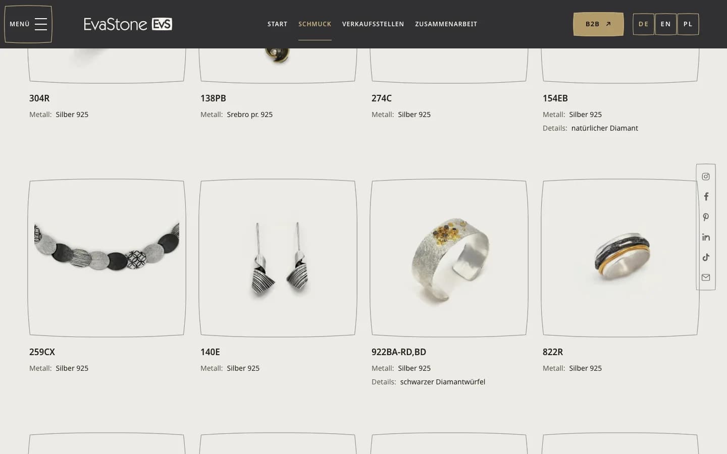 Eva Stone — katalog biżuterii
