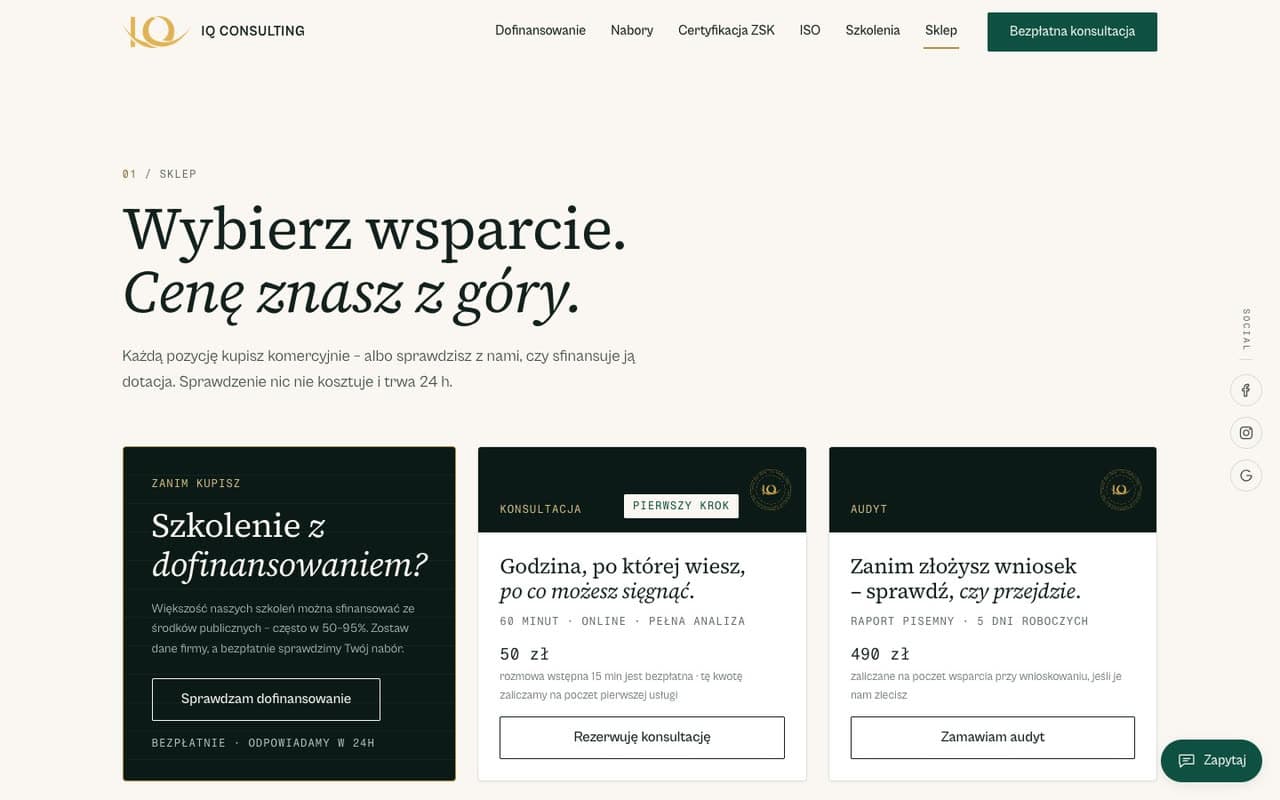Sklep na stronie — iq-consulting.pl/sklep