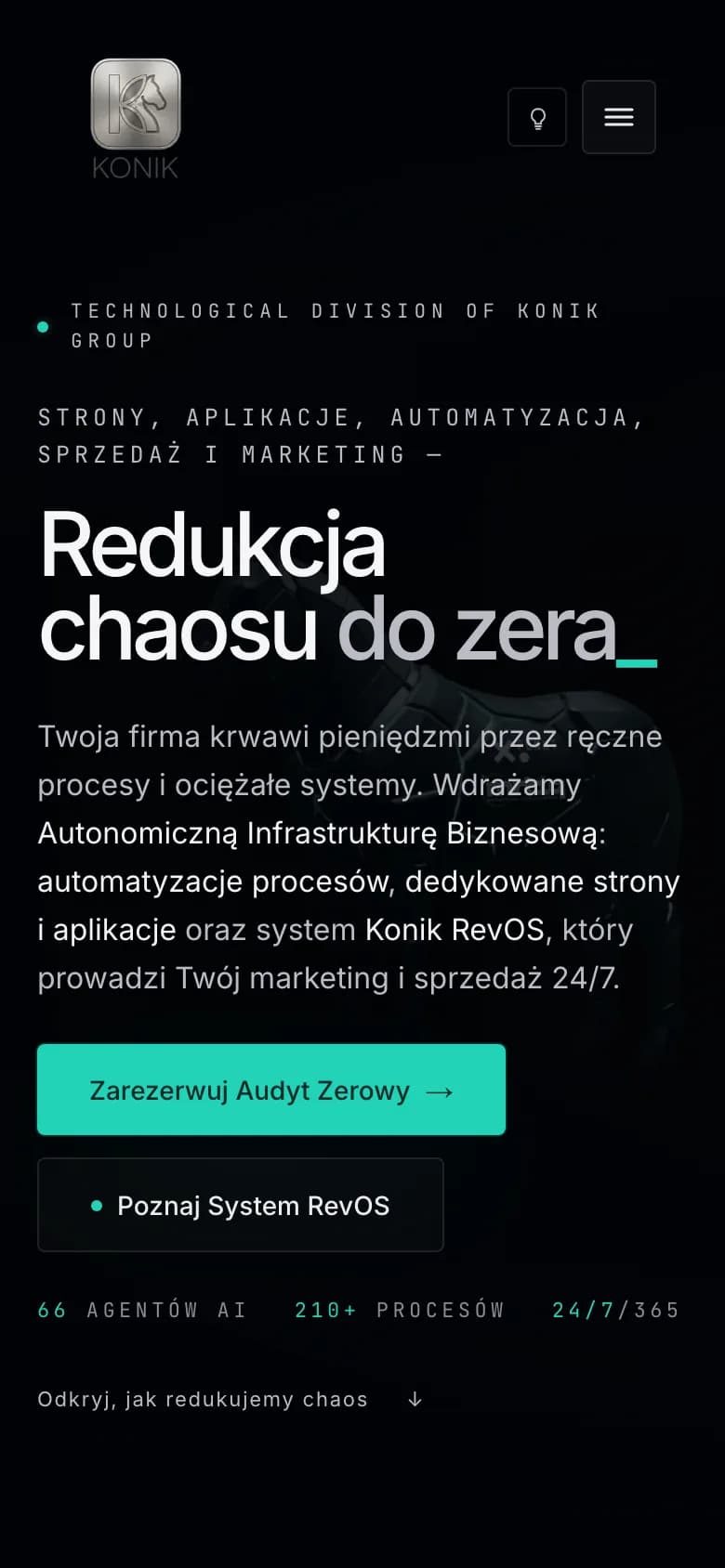 koniksystem.com — widok mobilny