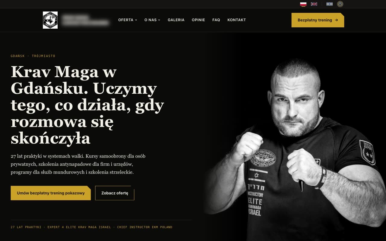 Strona szkoły samoobrony — podgląd przebudowy