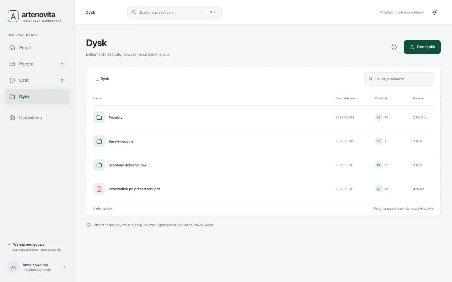 Artenovita — druga wersja CRM — dysk