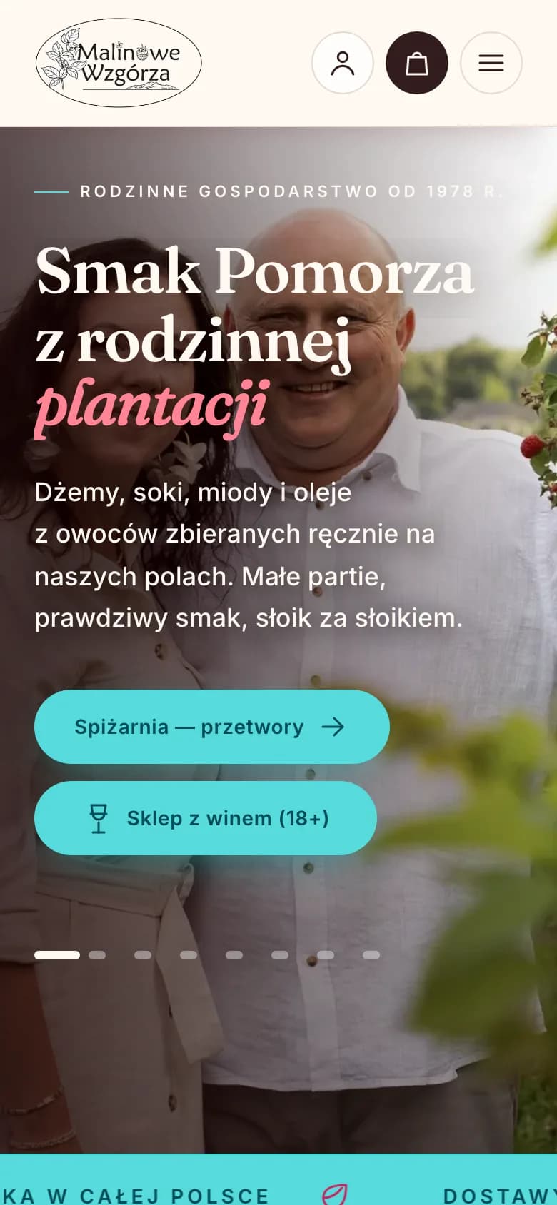 malinowe-wzgorza.pl — widok mobilny
