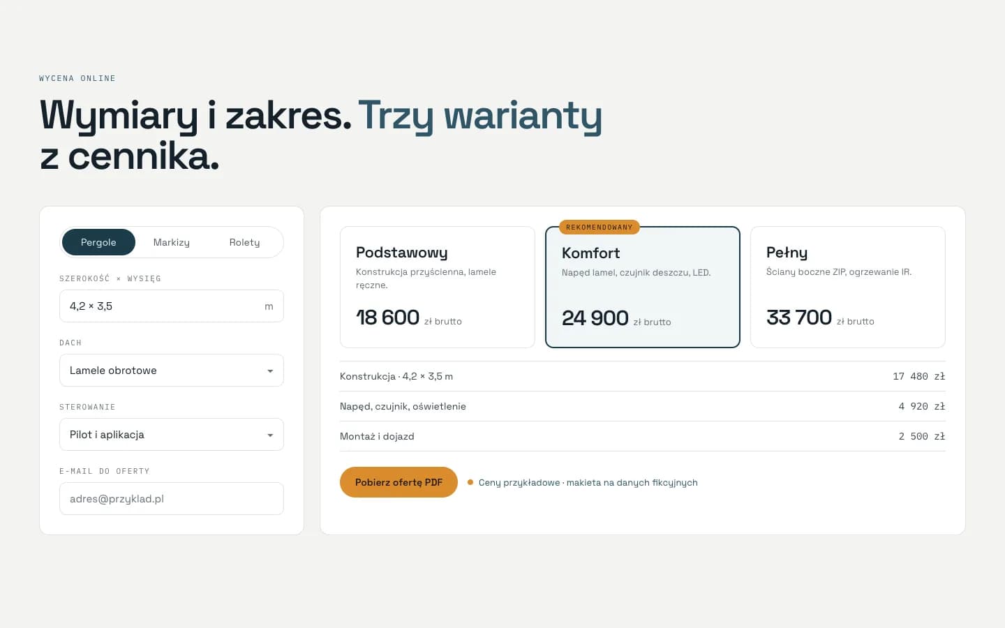 Nawis (marka fikcyjna) — wycena online w trzech wariantach