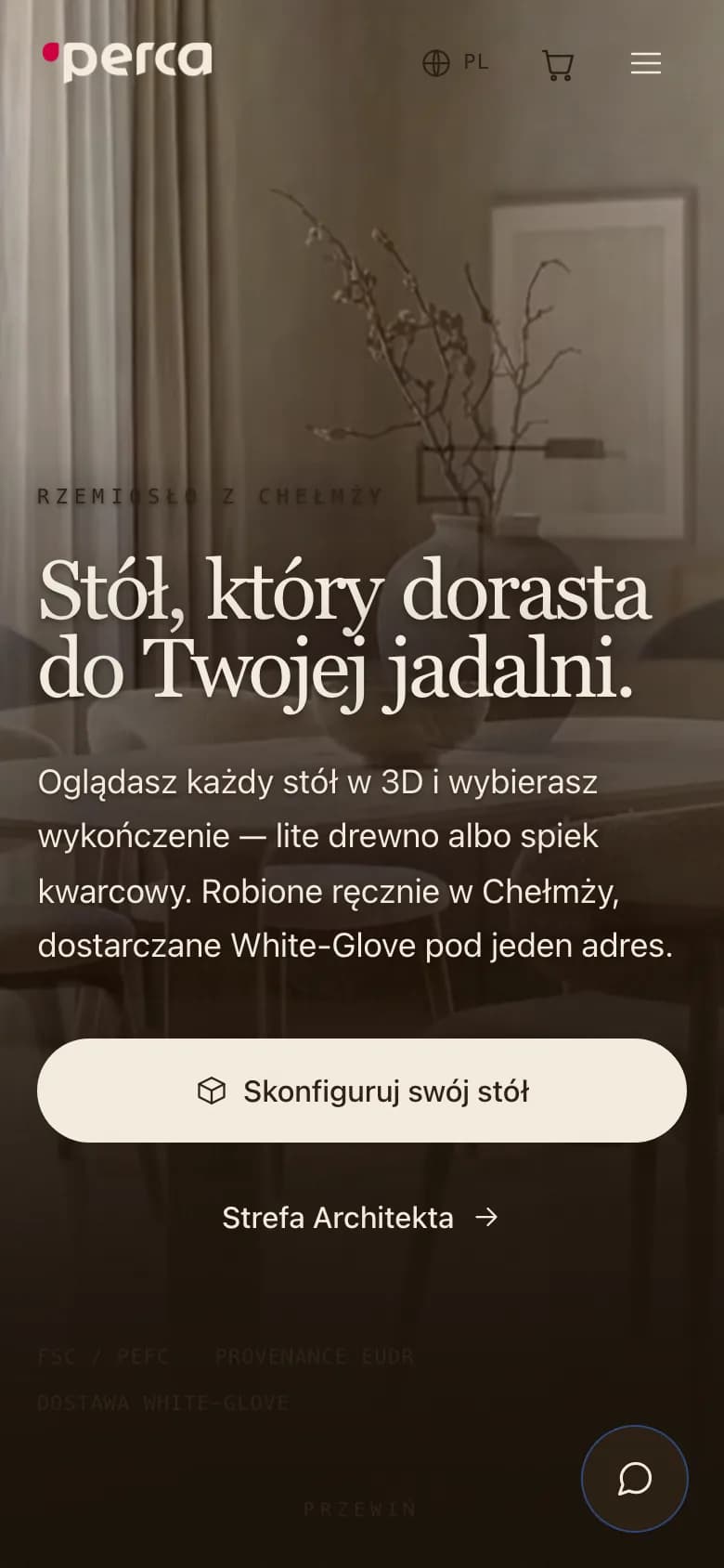 Perca Furniture — widok mobilny